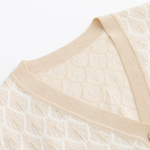 Tùy chỉnh thanh lịch sequin thoáng khí giản dị của phụ nữ v-cổ dài tay jacquard cardigan Áo len biểu tượng mô hình bán buôn Tops - Product Image 3