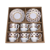 Petites tasses à café et soucoupes en porcelaine arabe dorée 6pcs set de tasses à expresso turques