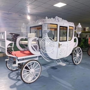 Carruaje de Caballos de Oro Blanco Estilo Real para Bodas, Elegante Carruaje para Bodas Indias, Buggy de Princesa para Familias Reales - Product Image 1