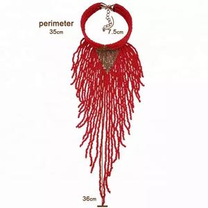 Graine de couleur rouge et perles de verre de haute qualité fait à la main élégant collier bijoux or 2024 haute qualité Hip Hop argent femmes - Product Image 2