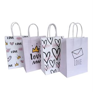 KUAIMA 16*8*22cm <b>Biodegradable</b> Heart Paper Bags for Valentine's Gift <b>Packaging</b> Eco-Friendly Custom Logo Wholesale Bulk - Product Image 3