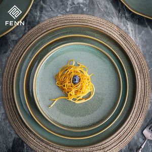 Platos Principales de Porcelana Verde Brillante para <span class=keywords><strong>Restaurante</strong></span>, Plato de Comedor de Cerámica, Fábrica FENN, para Bodas y Hoteles - Product Image 3