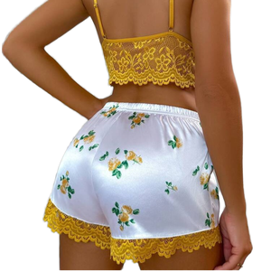 <strong>Sexy</strong> Lace Floral Pattern Thin Section Suit Women's Underwear Shorts Pajamas Wholesale - Product Image 2