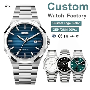 นาฬิกาข้อมือสแตนเลสสตีล 316L กันน้ำ แบรนด์ส่วนตัว OEM เรืองแสง สำหรับผู้ชาย หรูหรา สไตล์ธุรกิจ ระบบออโตเมติก  ขั้นต่ำในการสั่งซื้อน้อย - Product Image 1