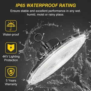 UL/DLC a énuméré la lumière élevée 36000lm de baie d'UFO LED de 240W (1000W HID/HPS Equiv.) Câble 0-10V Dimmable 6ft 5000K Couleur Low Bay Lighting - Product Image 2