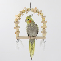 Anneau de jouet d'oiseau de balançoire en bois massif fournitures de jouet de perroquet accessoires de cage à oiseaux