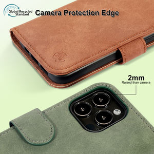 Funda Tipo Cartera con Tapa Abatible de Cuero PU Reciclado GRS 2026 para iPhone 16 <span class=keywords><strong>15</strong></span> 17 <span class=keywords><strong>Pro</strong></span> Max, Funda Magnética con Tarjetero y Soporte - Product Image 4