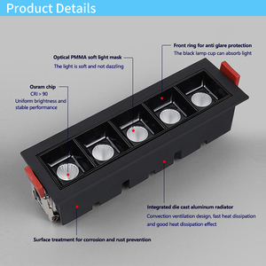 Nuevo Diseño Empotrado <span class=keywords><strong>Rectangular</strong></span> Ajustable de 30W, <span class=keywords><strong>Downlight</strong></span> <span class=keywords><strong>LED</strong></span> Lineal de Aluminio con Rejilla, 20W, Clasificación IP20, Alto CRI 90 - Product Image 2
