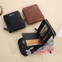 Dompet Pendek Pria Vintage Horizontal dengan Banyak Slot Kartu, Kantong Koin Ber-resleting, Tempat Kartu ID Multifungsi, Bahan PU Pabrik