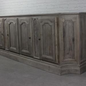 Aparador de Madera Reciclada Estilo Shabby Chic de 4 Puertas con Ratán Decorativo, Mueble de Almacenamiento de Madera Maciza - Product Image 3