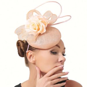 Luxury Bride Fascinator Linen New Hemp Ladies Fashion Sinamay Fascinator <b>Hat</b> - Product Image 4