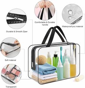 Clear PVC Cosmetic <b>Bag</b> Set 6pcs Waterproof <b>for</b> <b>Toiletry</b> Makeup <b>Bags</b> with Zipper Portable Handle <b>for</b> Women <b>Men</b> Kids Gift - Product Image 3