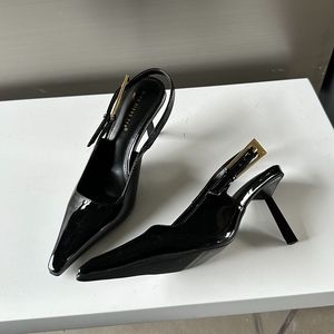 Zapatos de Fiesta con Tira Trasera, Tacón Alto, Nuevos y Sexys, Negros, para Mujer - Product Image 3