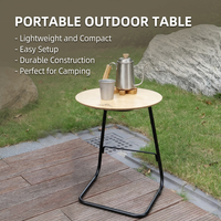 Nouvelle Table Pliante Ronde en Bambou et Fer pour Glamping, Extérieur, Café et Table d'Appoint, Portable, Légère, Petite, pour Camping et Pique-nique