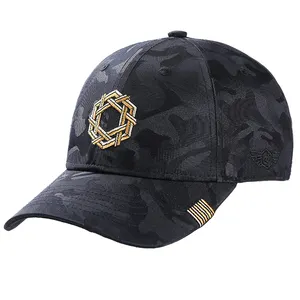 Professionele Custom Groothandel Mode Nieuwe Stijl Uitstekende Caps 6 Panel Gestructureerde Metalen Gele Logo Honkbalhoeden Mannen Hoed