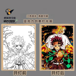 21*29CM Demon Slayer: Kimetsu No Yaiba Tanjirou Nezuko Anime USB luz nocturna DIY iluminación creativa pintura - Product Image 2