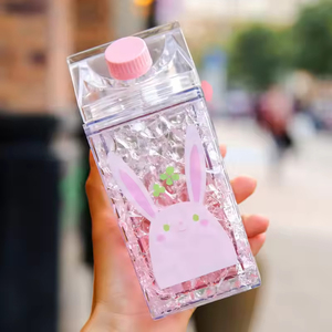 Botella de Agua Deportiva de Plástico, Ecológica, de Doble Pared, con Diseño Cuadrado de Cerdo de Dibujos Animados Coreanos, Unisex, Personalizable, Venta al Por Mayor de Fábrica - Product Image 4