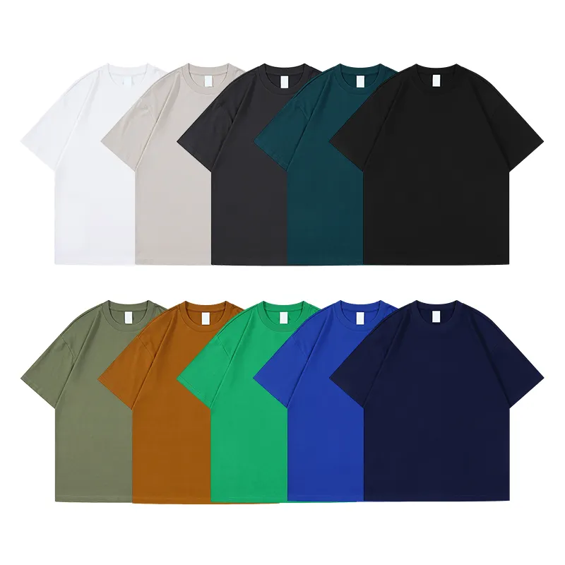 YALI Camiseta de ombro caído unissex 100% algodão liso de alta qualidade em massa camiseta grande
