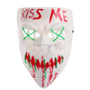Light up EL Wire LED Kiss Me Masque lumineux <span class=keywords><strong>Thriller</strong></span> Full Face Masquerade pour Halloween Party Supplies Horror Prop - Product Image 3