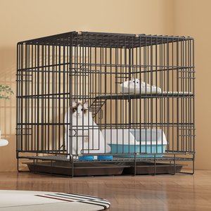 Hiện đại đa cấp trong nhà mèo lồng tiết kiệm không gian <span class=keywords><strong>Stackable</strong></span> dây sắt bao vây hệ thống có thể gập lại với khay nhựa Pallet - Product Image 5