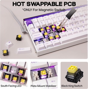 Clavier mécanique AULA HERO 84HE à interrupteurs magnétiques avec éclairage néon RGB, remplissage cinq couches, taux de polling 8K. - Product Image 2