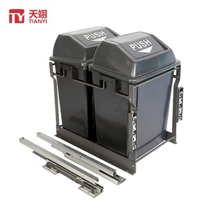 Modern Design Factory Kitchen Cabinet Hardware Soft Close System Double Plastic <b>Bins</b> <b>Pull</b>-<b>Out</b> Design Protective Covers Included - Product Image 1