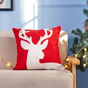 Custom lana nordica ricamata natale Fawn fiocco di neve copricuscini moderni divani federa per la casa - Product Image 3