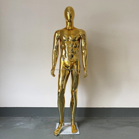 Mannequin Homme de Vitrine, Mannequin de Sport Masculin Musclé Doré Chromé Miroir, Mannequin Corps Entier pour Présentoir de Magasin de Vêtements