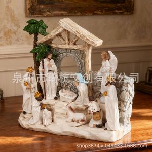 Juego de figuras de resina para la escena del Nacimiento de Navidad, decoración religiosa tradicional para sala de estar, uso en interiores. - Product Image 3