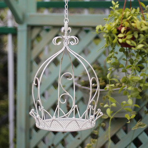 Cestino sospeso in ferro battuto con gancio a catena per esterni <span class=keywords><strong>mobili</strong></span> in metallo verde per balcone decorazione cortile deposito di piante - Product Image 2