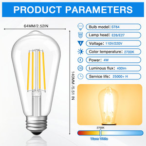 Tùy chỉnh cổ điển Edison Loại bóng đèn trắng ấm trắng ST64 đèn chùm ánh sáng <span class=keywords><strong>LED</strong></span> SMD ánh sáng trang trí cổ điển bóng đèn dây tóc - Product Image 2