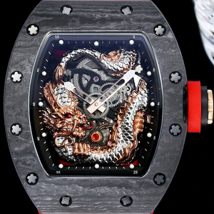 Montre Dragon pour Hommes Eternal Noble, Boîtier en Fibre de Carbone, Mouvement Squeletté, Bracelet en Caoutchouc, Montre-Bracelet Mécanique Automatique - Product Image 4