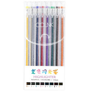 مجموعة من 8 ألوان من أقلام جل براقة متغيرة الألوان حبر مزدوج اللون على ورق أبيض وأسود مثالي لتخطيط رسم الطلاب - Product Image 1