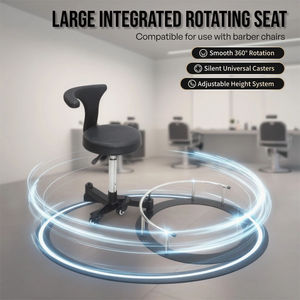 Chaise de Salon de Coiffure Pivotante en Cuir Noir à 360°, Vente Chaude Directe Usine °   Chaise de barbier pivotante pour salon de coiffure - Product Image 4