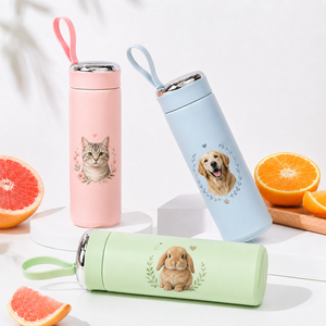 Botella de Vidrio Personalizada con Estampado de Mascotas, Diseño Lindo de Gato, Perro y Conejo, para Beber Directamente, Ecológica, para Viajes, Senderismo, Unisex, Libre de BPA - Product Image 1