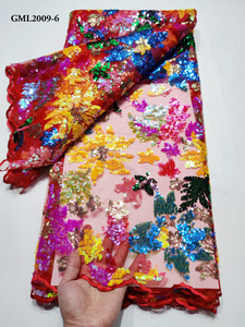 African Dress Bridal Nigerian French Lace Material <strong>Mesh</strong> <strong>Multi</strong> <strong>Color</strong> Sequins Wedding <strong>Fabric</strong> for Women Daisy Pattern
