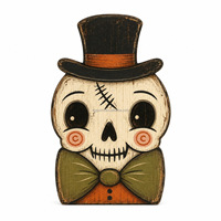 Plateau décoratif d'Halloween en bois, best-seller, avec fantômes, chats noirs, citrouilles et hiboux pour la décoration intérieure