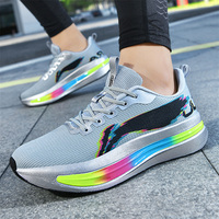 Zapatillas de Running Futuristas Glow Dark Primavera Verano con Degradado de Color, Entresuela de EVA, Malla Transpirable, Panel Lateral Dinámico y Logotipo Personalizable