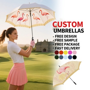 Promotional Bulk Order Custom Printed Summer Flamingo Rain <b>Umbrella</b> Windproof Golf <b>Umbrella</b> for Resort & Outdoor Events - Product Image 1