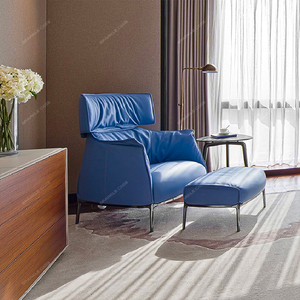 SPARKLE Italian King designer décontracté chaise simple en cuir villa canapé chaise avec pouf - Product Image 5