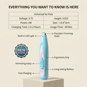 <span class=keywords><strong>Tondeuse</strong></span> à poils <span class=keywords><strong>pour</strong></span> animaux de compagnie de luxe portable en gros avec lumière LED brillante, faible bruit, lame en céramique, batterie rechargeable, personnalisable - Product Image 2