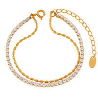 Gelang Bunga Zirkon Wanita Lapis Emas 18K Setting Khusus Berkilau untuk Pesta