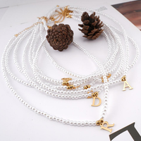 Collier ras du cou personnalisé élégant avec pendentif lettres A-Z initiales nom imitation perle
