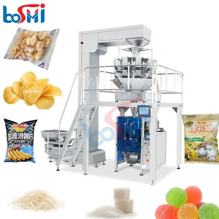 Vertical linear multihead weigher packaging machinery potato chips sugar rice packing machine multi-function packaging machines