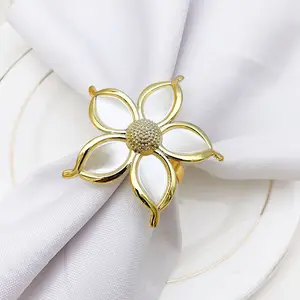 Factory wholesale hotel tableware flower napkin ring golden napkin holder for decorate