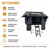 Tente de toit rigide à ouverture latérale RTT pour 2 personnes, tissu 280G, auvent 420D, fenêtre TPU, base alvéolée, installation rapide, étanche, OEM