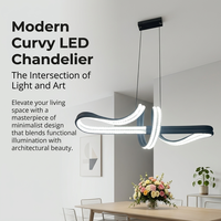 Suspension LED moderne à ligne ondulée, corps en aluminium, intensité variable, commande vocale Tmall Wizard, haute luminosité 98W, pour îlot de cuisine