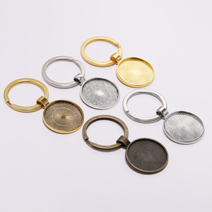 Alloy Keychain Round Nickel Free Metal Pendant Key <b>Ring</b> Vintage Style 5 Sets For Jewelry Making DIY Accessories - Product Image 1