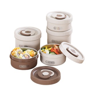 กล่องอาหารกลางวันสแตนเลส 304 ทรงกลมสองชั้นปิดผนึกแบบพกพาหลายชั้น - Product Image 1