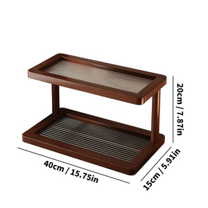 Nan Bamboo Cosmetic Storage Rack 30x15x20cm 2 Tier <b>Desktop</b> Organizer For Makeup Skincare Products - Product Image 2